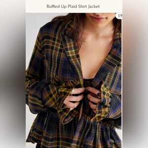 Free People Ruffled Up Plaid shirt green/black combo